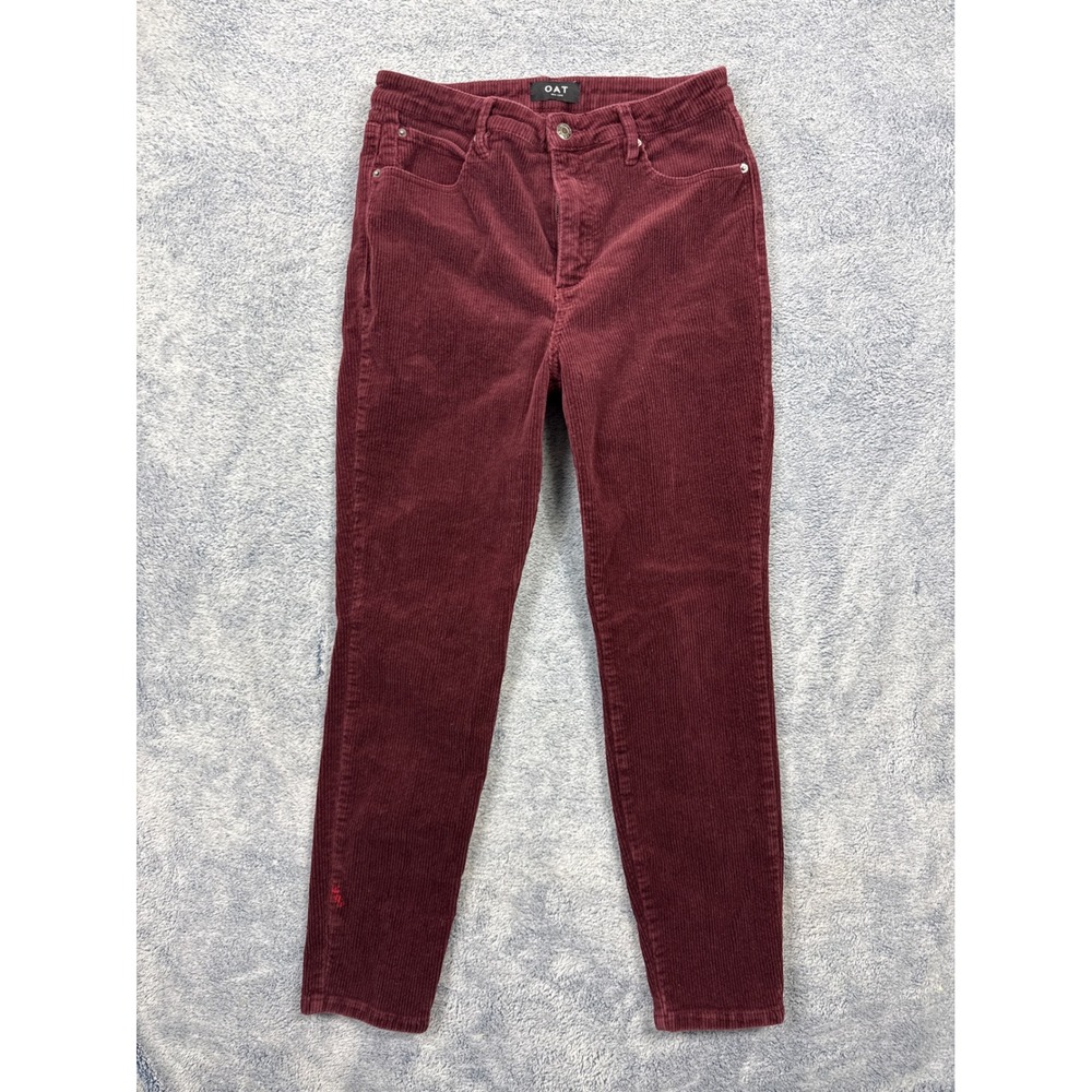 OAT New York Womens 30 Burgundy Corduroy High Rise Skinny Pants 1023-FD